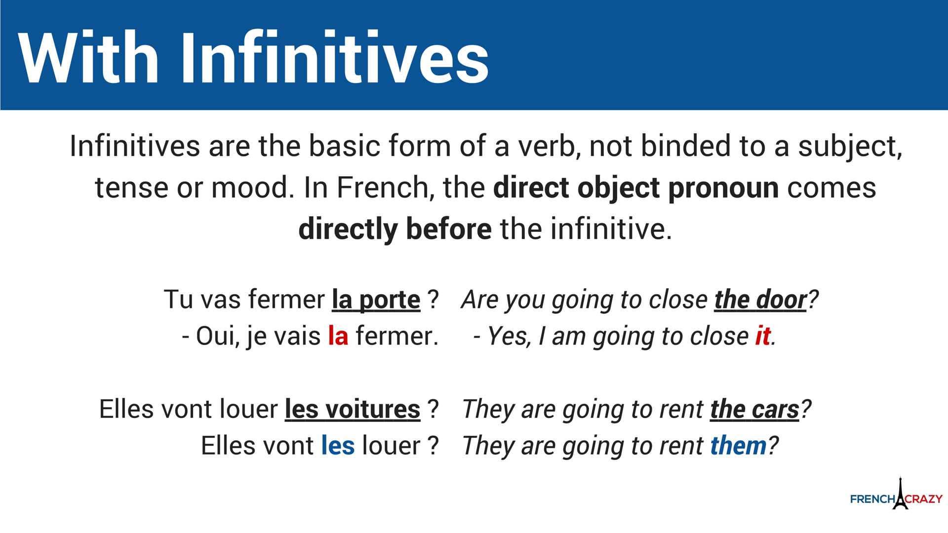 Direct Object Pronouns French Examples