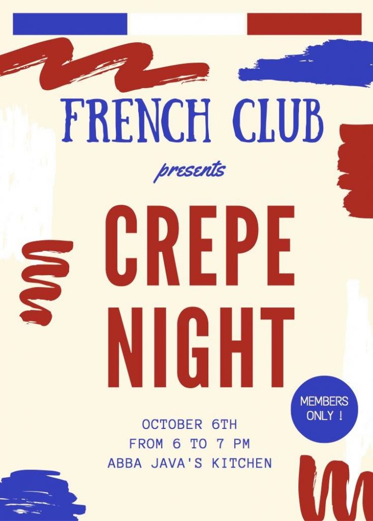 French Club Flyer for Crêpe night!